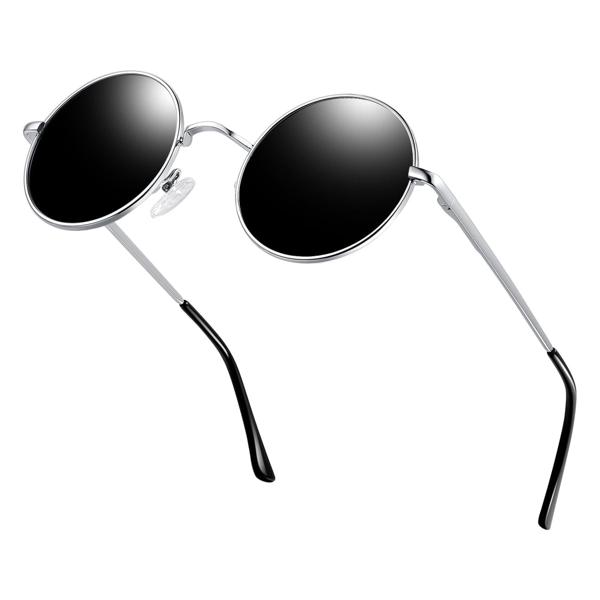 KANASTAL Hippie Round Polarized Sunglasses for Women Men, Small Circle Sun Glasses Classic Vintage Retro Shades Metal Frame UV400 Protection