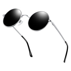 KANASTAL Hippie Round Polarized Sunglasses for Women Men, Small Circle Sun Glasses Classic Vintage Retro Shades Metal Frame UV400 Protection