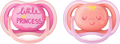 AVENT Philips Ultra Air Pacifier, 6-18 months, pink/peach, fashion decos, 2 pack, SCF343/22