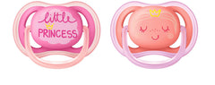 AVENT Philips Ultra Air Pacifier, 6-18 months, pink/peach, fashion decos, 2 pack, SCF343/22