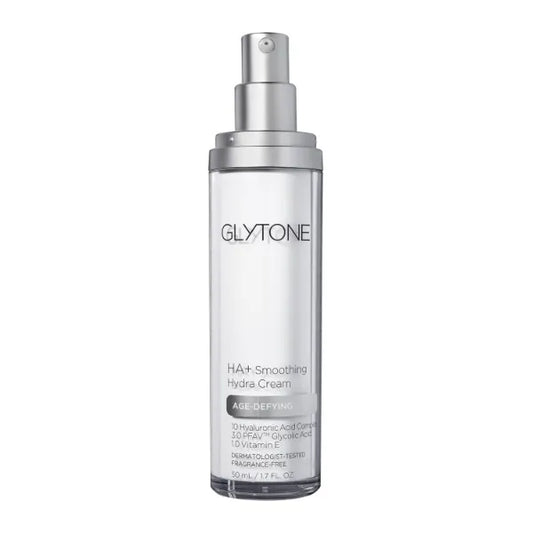Glytone Age-Defying HA+ Smoothing Hydra Cream | Anti Aging Face Moisturizer for Fine Lines & Wrinkles | Firms & Hydrates with 10 Hyaluronic Acid, 3.0 PFAV Glycolic Acid & 1.0 Vitamin E | 1.7 fl oz