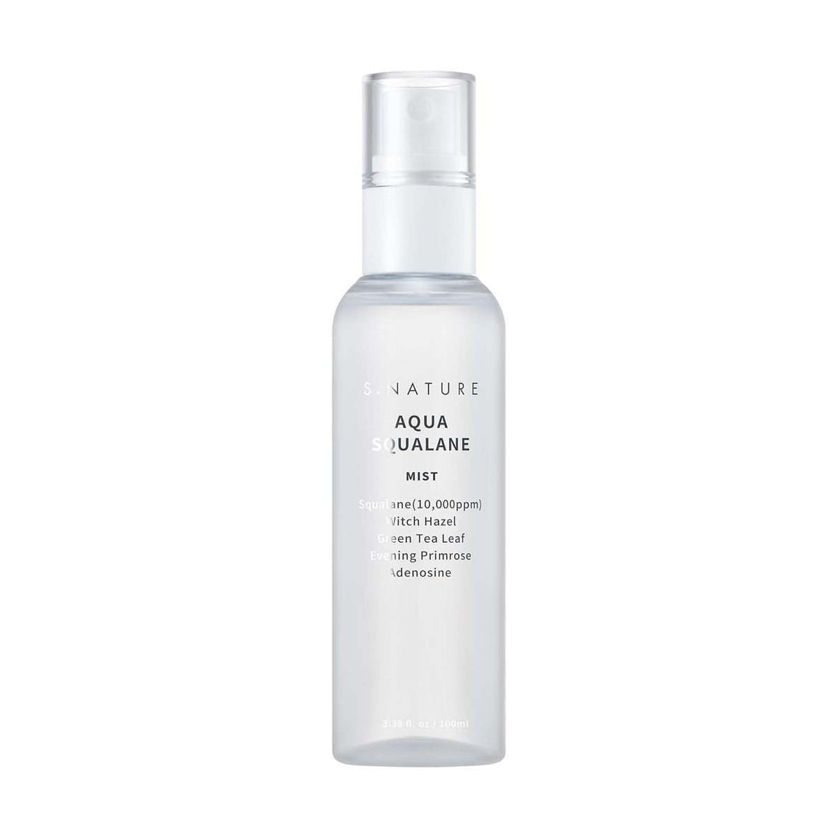 S.NATURE AQUA SQUALANE MIST, Vegan, Face Spray, Light-weight Face Moisturizer, Hydrating Mist for Glow Skin, Green Tea Extract for soothe skin, Korean Skincare (100ml, 3.38 fl oz.)