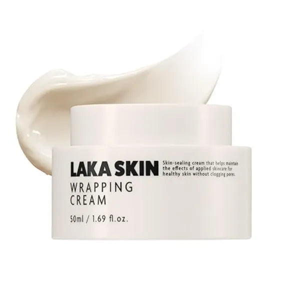Laka Skin Wrapping Cream, PDRN Ceramide Moisturizer for Dewy Glass Skin, Skin Barrier Hydration, Non Comedogenic Tested, Korean Skincare, 1.69 fl.oz