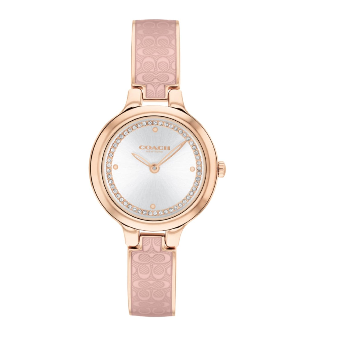 COACH WOMEN'S SILVER WHITE DIAL IONIC PLATED CARNATION GOLD STEEL BRACELET WATCH - 14504331