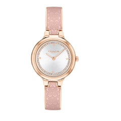 COACH WOMEN'S SILVER WHITE DIAL IONIC PLATED CARNATION GOLD STEEL BRACELET WATCH - 14504331
