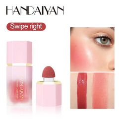 Mousse Liquid Blush For Cheeks Cream Face Blusher Stick with Sponge Palette Bronzer Highlighter Shape Contour Moisturizing And Breathable Matte Finish Long-wearing Waterproof For Women Makeup 04#