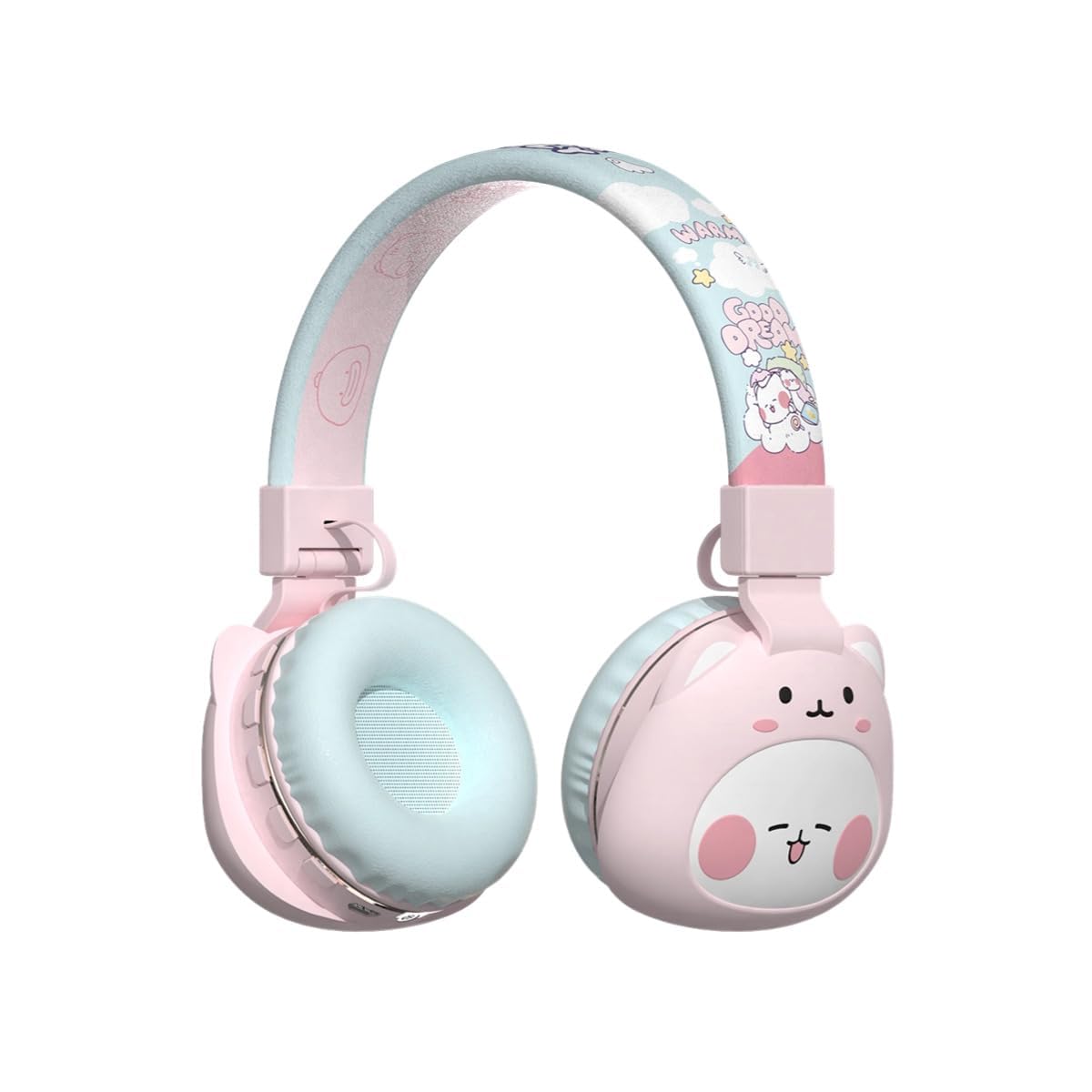 KASTWAVE Kids Bluetooth Headphones with Mic - Child-Friendly Wireless Cartoon Over-Ear Headphones for School, iPad & Travel (Pink)