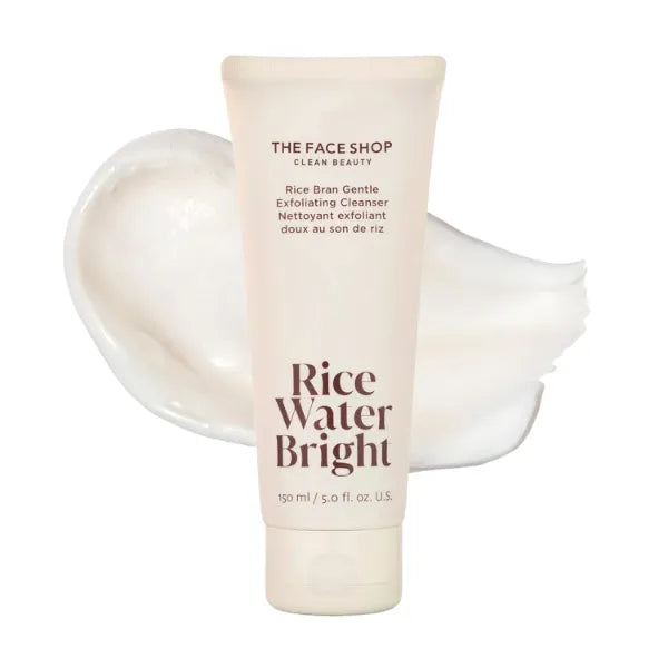 THE FACE SHOP Rice Water Bright Rice Bran Gentle Exfoliating Cleanser - Hydrating, Moisturizing & Brightening Face Cleanser - Vegan Exfoliating Face Wash Face Scrub - Korean Skin Care Face Exfoliator, 5.0 Fl Oz