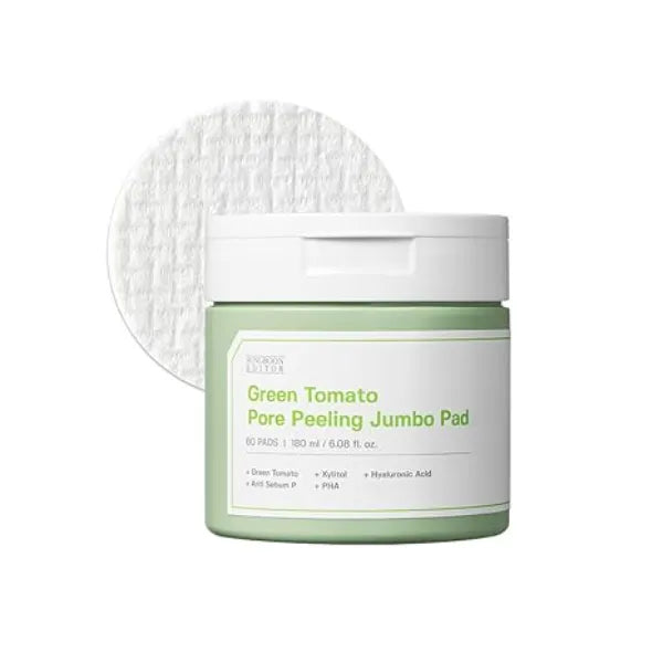 SUNGBOON EDITOR Green Tomato Pore Peeling Pad 60 Sheets Exfoliating PHA Toner Pads with Green Tomato & Hyaluronic Acid Pore Minimizer for Face Korean Skincare