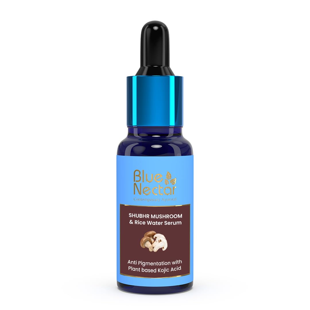 Blue Nectar Plant Based Kojic Acid Serum for Pigmentation & Dark Spots Removal | Anti-Pigmentation Face Serum for Women & Men with Rice Water & Mushroom | Lightweight | All Skin Types (13 Herbs,30ml)