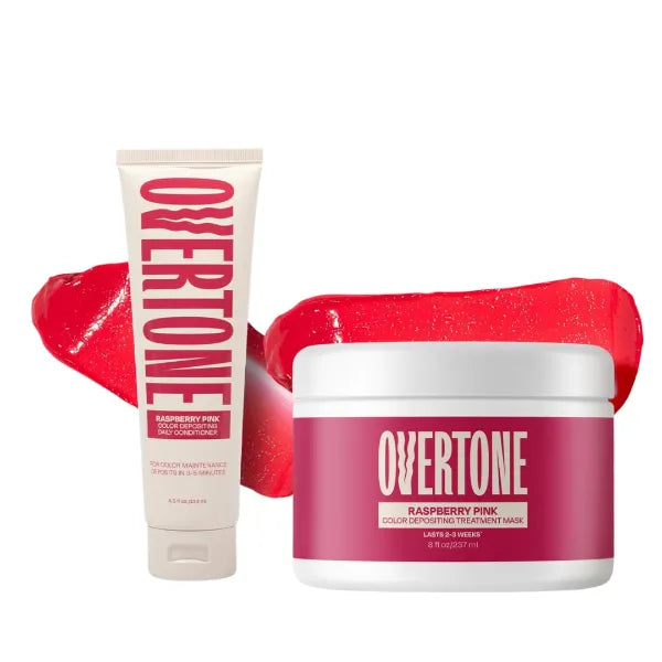Overtone Semi-Permanent hair Dye & Daily color Depositing Conditioner, Refresh Color & Prevent Fading, Vegan & Cruelty-Free, Raspberry Pink