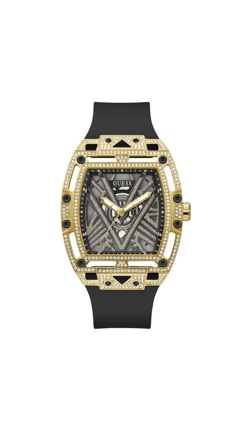GUESS Men's 44mm Watch - Black Strap Black Dial Black Case