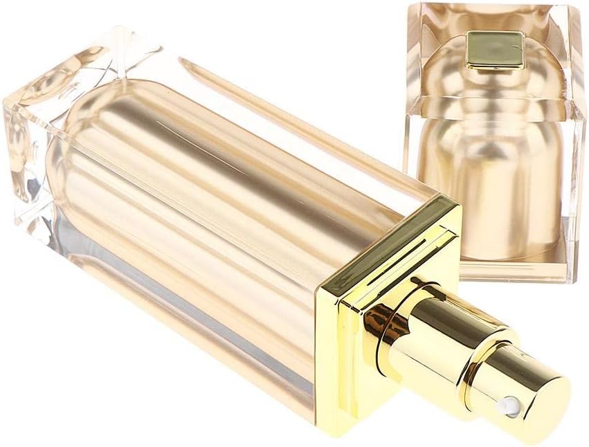 20/40ml Empty Airless Pump Bottle with Lid for Beauty Products Lotion Serum - Golden+Golden, 40ml
