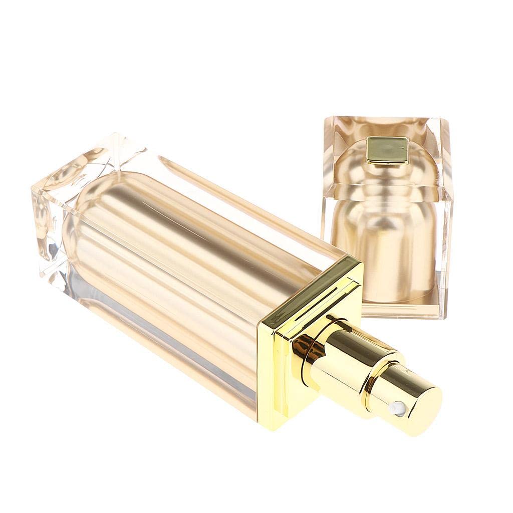 20/40ml Empty Airless Pump Bottle with Lid for Beauty Products Lotion Serum - Golden+Golden, 40ml