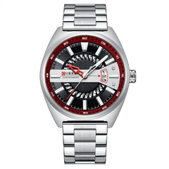 CURREN Men's Quartz Sports Brand Luxury Business Waterproof Automatic Date Stainless - SILVER