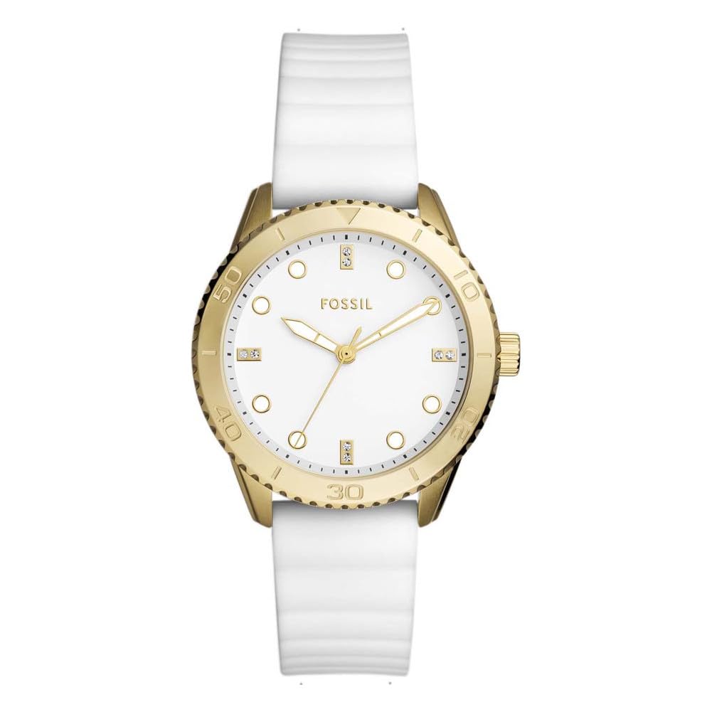 FOSSIL BQ3965 Dayle Quartz Analog Wrist Watch for Women, 38 mm Case Diameter, Gold/White