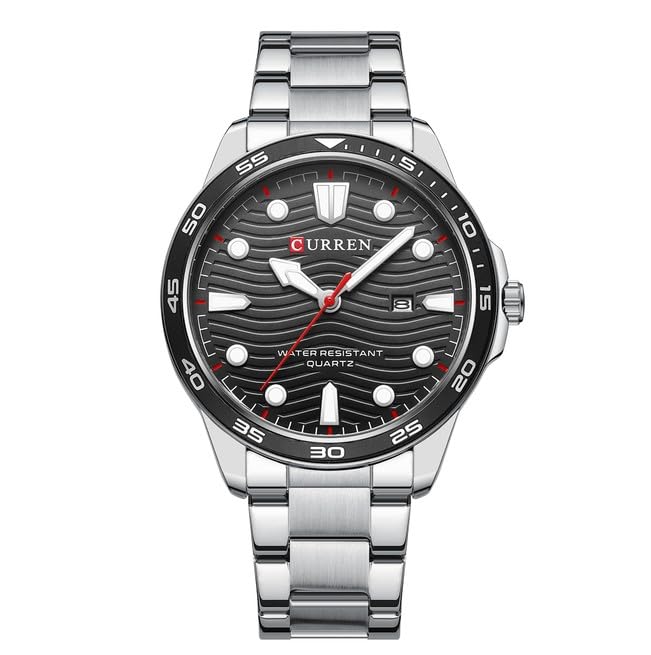 CURREN 8426 Men Watch Top Brand Stainless Steel Quartz Wrist watches Casual Business Waterproof - SILVER BLACK