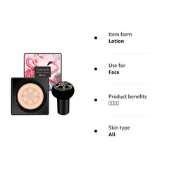 Mushroom Head Air Cushion Foundation CC Cream, Liquid Foundation BB Cream, ConcealerNude Makeup Moisturizing Brightening Pigment Liquid Foundation, Oil Control(Natural) (Flamingo-Pink)