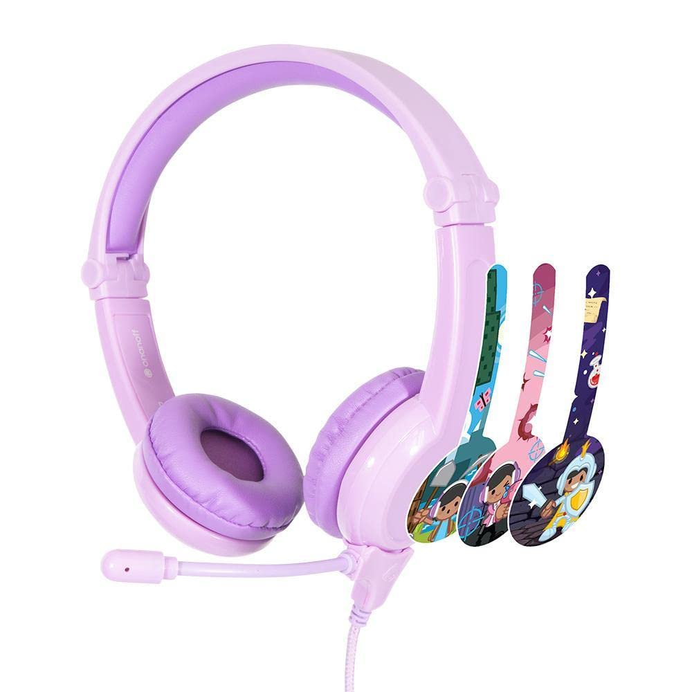 ONANOFF BuddyPhones - Galaxy, Volume-Safe Gaming Foldable Headset for Kids, Detachable 3.5mm Jack with High-Performance Beam Mic, Perfect for Gaming on a PS4, Xbox One, Nintendo Swith, or PC (Purple)