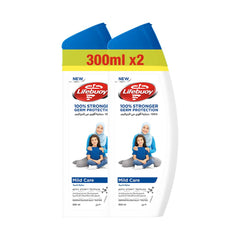 LIFEBUOY Antibacterial Body Wash, Mild Care, for 100% stronger germ protection* & hygiene, 300ml x 2