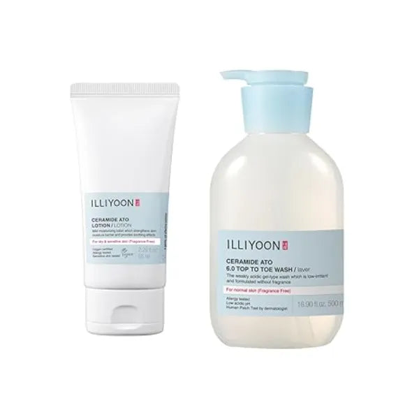 Illiyoon ATO Top To Toe Wash 16.9 Fl Oz with ATO Lotion 2.29 Fl Oz