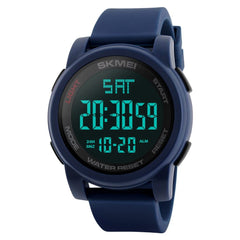 SKMEI Men's Digital Sports Wrist Watch LED Screen Large Face Electronics Military Watches Waterproof Alarm Stopwatch Back Light Outdoor Casual Black Watch - 1257 - Blue