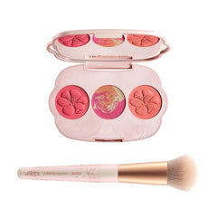 r.e.m. beauty Wicked: For Good | Cherry Blossom Blush Palette & Brush Set | Warm Coral 3-Shade Creamy, Blendable Blush + Soft Plush Brush | Buildable, Blendable, Smooth Finish Makeup Kit