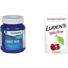 HealthWise Medicated Chest Rub, Luden's Wild Cherry Sore Throat Drops | 4 oz Chest Rub, 30 Count Drops