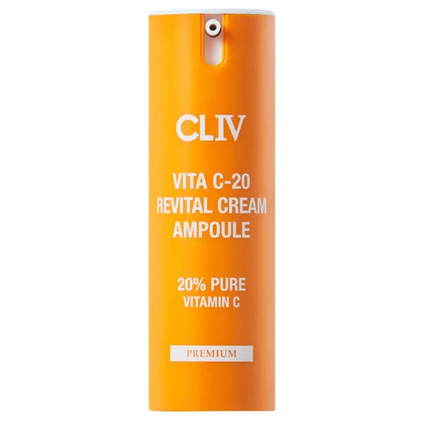 CLIV Vita C-20 Revital Cream Ampoule – Korean Skincare Moisturizer with 20% Pure Vitamin C, Vitamin E & Hyaluronic Acid – Nourishing Facial Serum – 0.5 fl oz (15ml)
