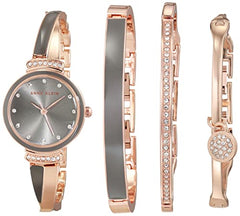 Anne Klein Women's Premium Crystal Accented Bangle Watch Set