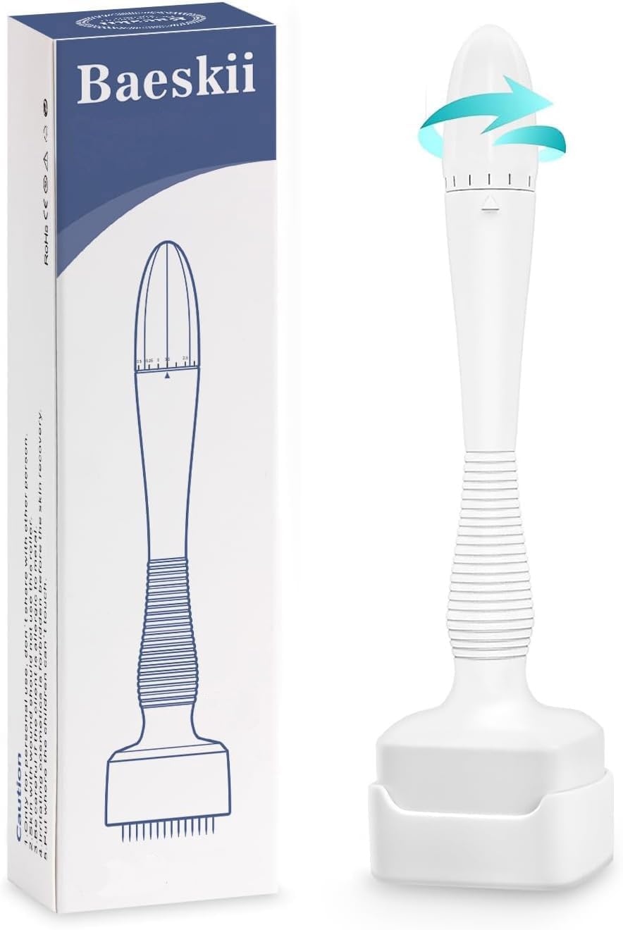 Baeskii Original Derma Beauty Pen Tool - Professional Adjustable Microneedling Pen for Men and Women - Derma Roller Alternative (White+)