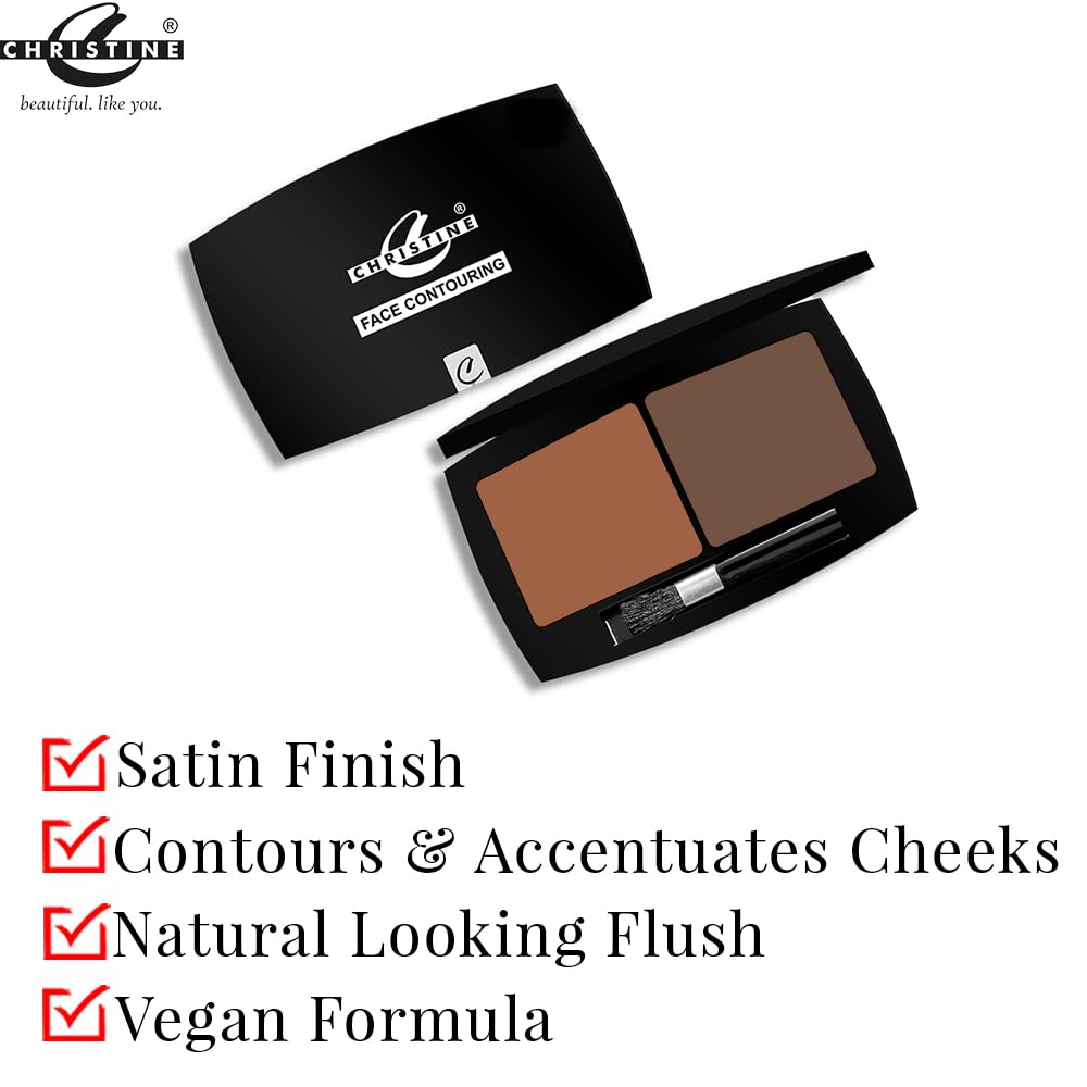 Christine Twin Contour Palette, Blendable & Buildable Color,Sculpting and Defining,Travel Friendly Rich Colors with Velvety Texture - Makeup Set (04)