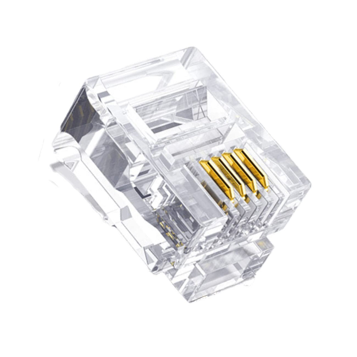 Hetjosee RJ11 Connectors 6P4C Plug Telephone Modular Plug Phone Jack Adapter Crimp End Telephone Cord Connector Thickened Quality 100 Pack