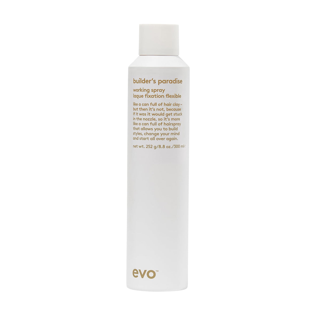 EVO Builder's Paradise Working Spray - Flexible Hold & Helps Control Frizz - Provides Volume & Lasting Hair Style - 300ml / 8.8oz