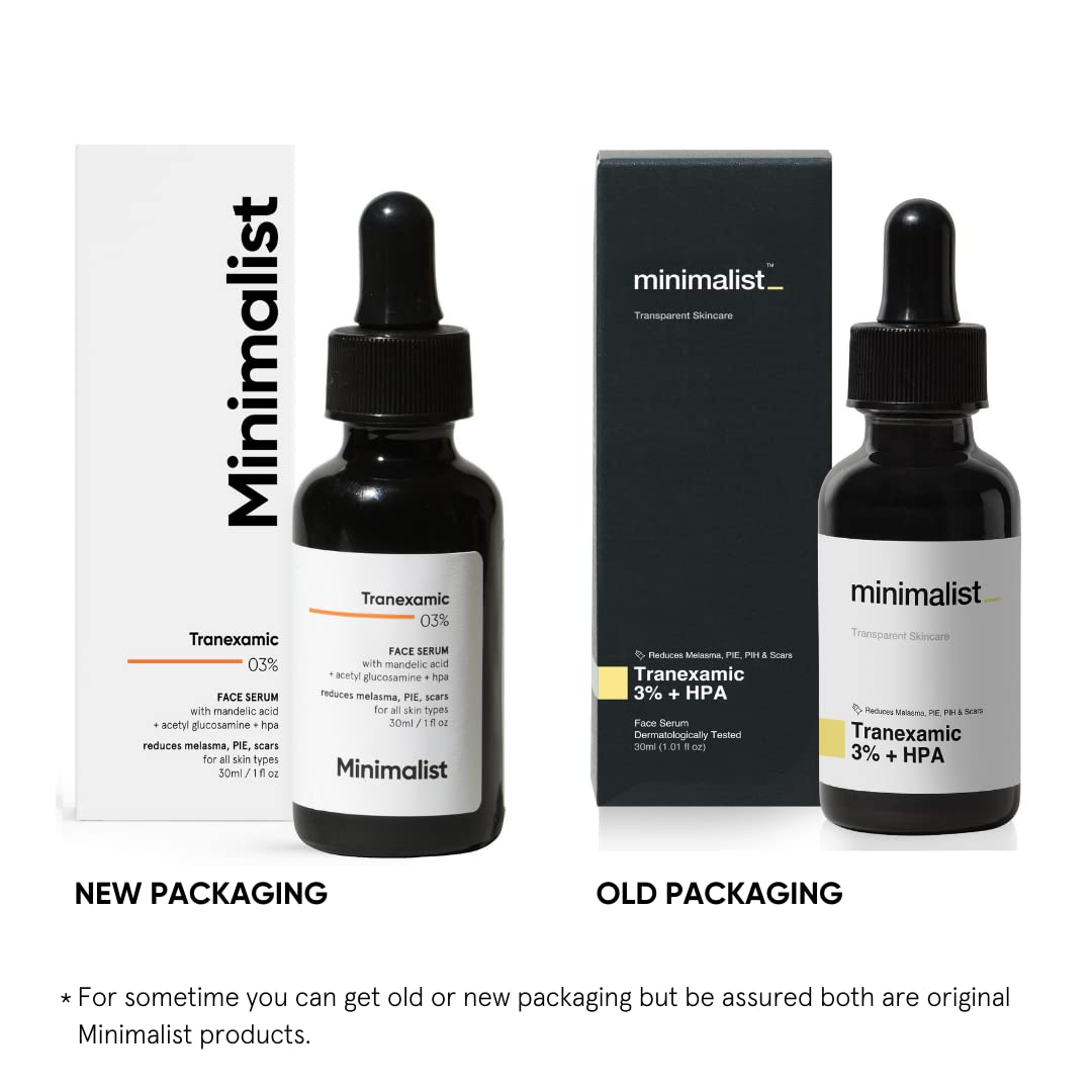 Minimalist 3% Tranexamic Acid Face Serum for PIE, PIH and Acne Scars | Face Serum with HPA to help provide even looking skin tone | 30 ml