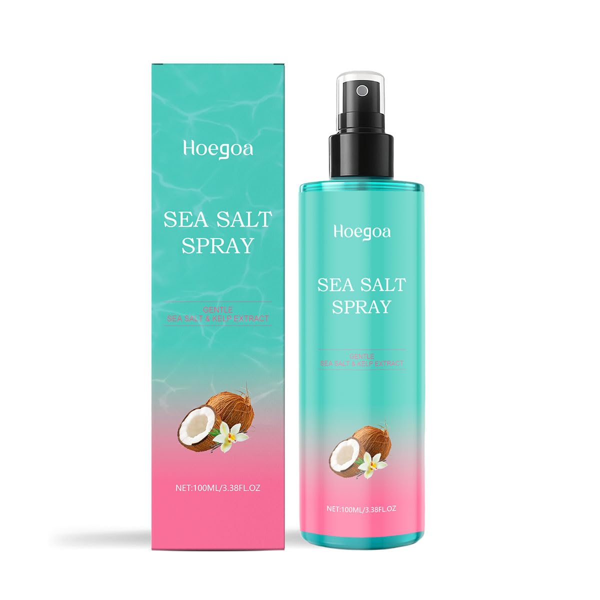 Hoegoa Sea Salt Sprays for Women and Men, Hair Texturizing Spray Hair Care, Volumizing Salt Water Spray, Effortlessly Achieve Beachy, Wavy and Curly Hair, 100ml/3.38fl oz