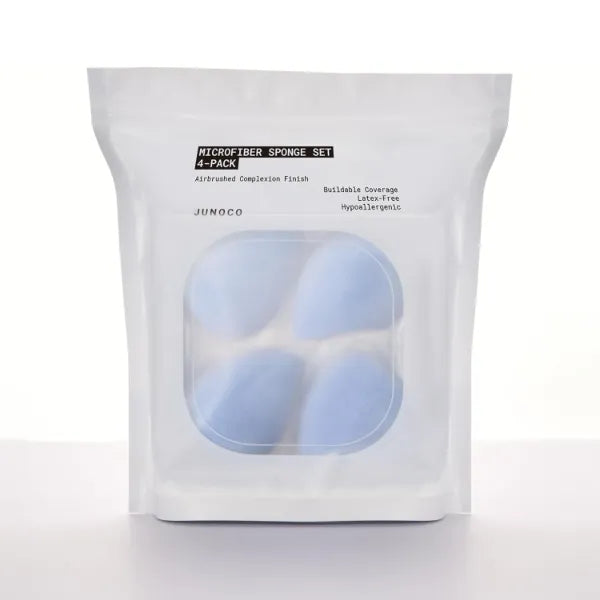 JUNO & Co. Microfiber Makeup Sponge Set 4-Pack, Dual Layer Technology and Airbrushed Complexion Finish, Makeup Blender for Foundation, Powder and Cream
