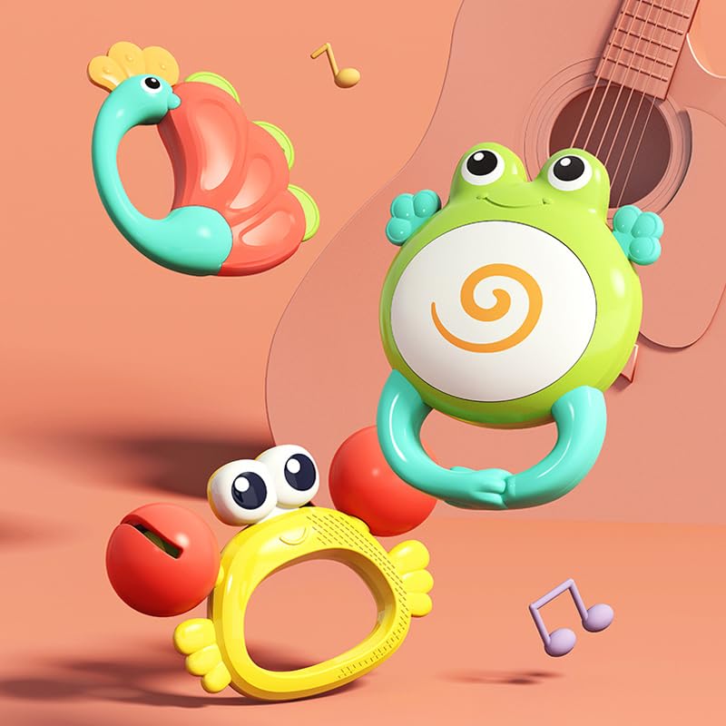 Frog Orchestra Rattle Baby Teether Activity Toy, Teething Relief, Easy to Grasp, Fine Motor Skills, Bright Colors, Sensory Toys, Baby Toys, Baby Teether, Baby Rattle, Animal Rattle 3M+