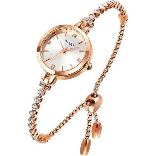 SKMEI Women Watches Bracelet Diamond Ladies Female Small Rose Gold Fashion Luxury Thin Waterproof Analog Quartz Casual Girls Wife Gifts - Multicolor
