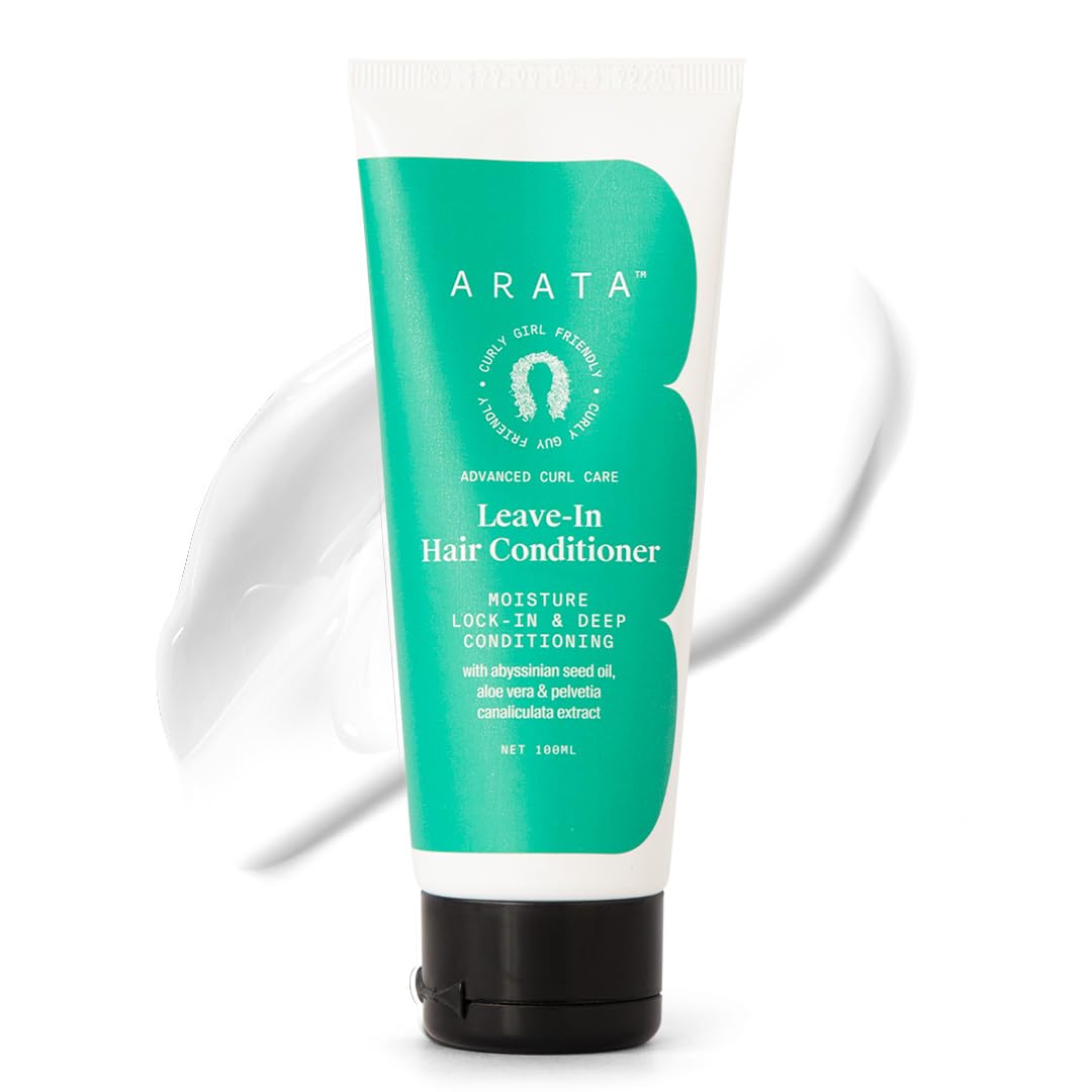 Arata Advanced Curl Care Leave-In Conditioner | Moisturizes & Deep Conditions For Soft Curls | Abyssinian Seed Oil, Aloe Vera & Pelvetia Canaliculata | Repairs & Conditions | CG Approved - 100 ML
