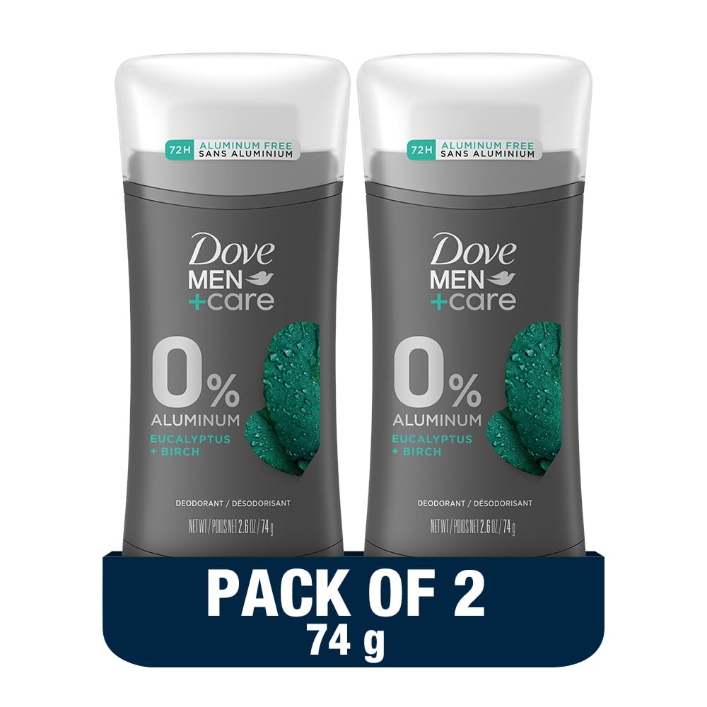 Dove Men+ Care Antiperspirant Deodorant Stick, Eucalyptus & Birch, Moisturizer, 72H Protection - 74g (Pack of 2)
