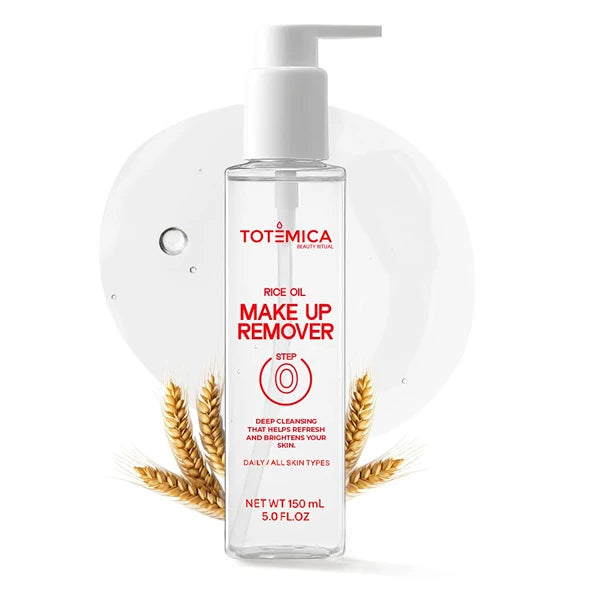 TOTEMICA Make up Remover, Cleansing Oil with Rice Bran & Jojoba, Waterproof Mascara Remover, Gentle & Hydrating Facial Cleanser for All Skin Types, Desmaquillantes para la cara - 150ml