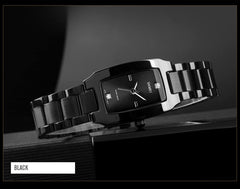 SKMEI Watches for Women Ladies Female Simple Square Stainless Luxury Fashion Small Slim Analog Quartz Waterproof Dress Casual Wife Girls Gifts Gold Wrist Watch - L1400 Black