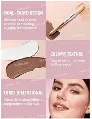 SHE GLAM Fine Line 2-In-1 Nose Contour & Highlight Pen-Buff,1.25 g