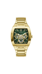 Guess US Men's Gold-Tone and Green Multifunction Watch