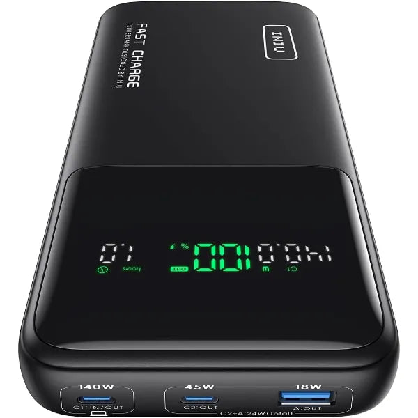 INIU Laptop Power Bank, Compact 27000mAh 140W Fast Charging Battery Pack | Smart LED Display, 3-Output Fast Charging, Flight-Safe, Portable Charger for MacBook Pro, Dell, Steam Deck, iPhone, iPad etc