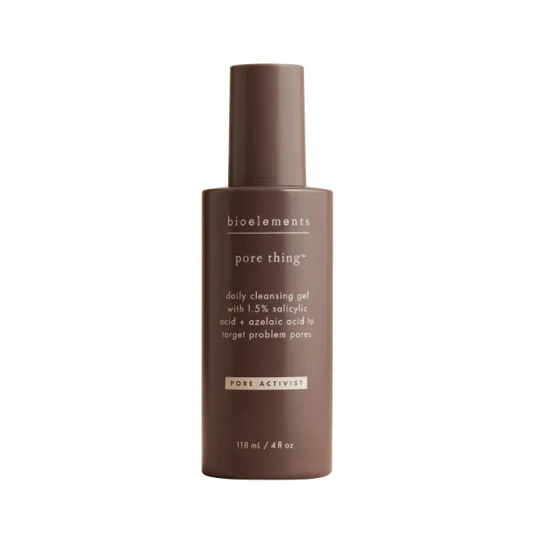 Bioelements Pore Thing, Daily Cleansing Gel with 1.5% Salicylic Acid + Azelaic Acid to Target Problem Pores, Vegan, Gluten Free, Never Tested on Animals - 4 fl oz