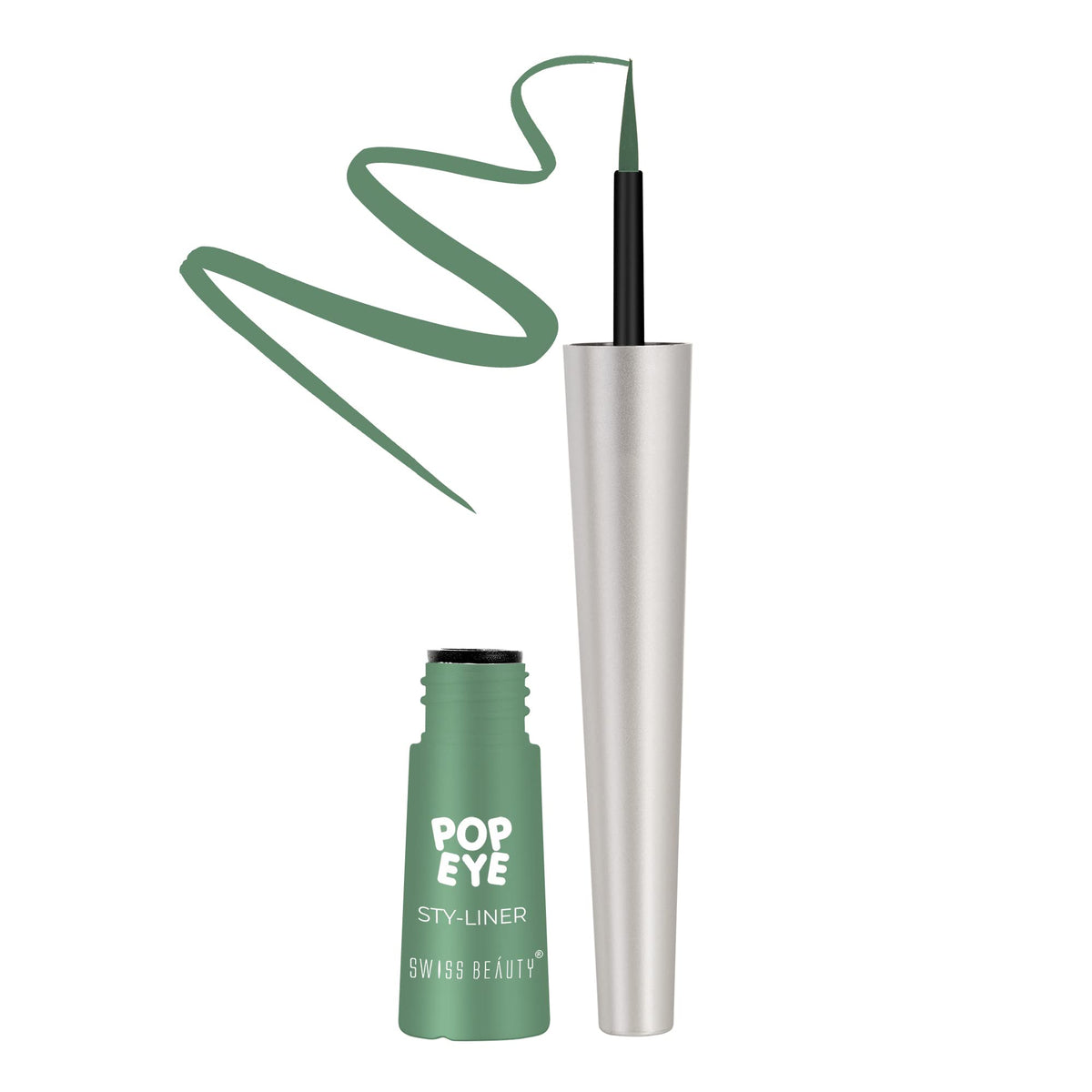 SWISS BEAUTY Semi-Matte Pop Waterproof and Long lasting Liquid Smudge Proof Eyeliner Makeup Quick Drying Shade - Clover Green, 3 ml