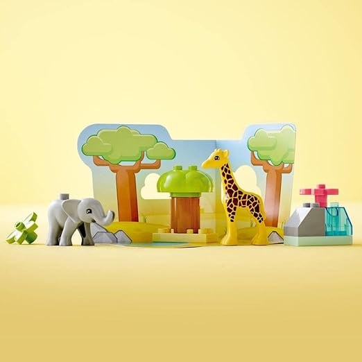 LEGO DUPLO Wild Animals of Africa, Animal Toys for Toddlers, Girls & Boys Aged 2 Plus Years old, Learning Toy with Baby Elephant & Giraffe Figures 10971