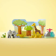 LEGO DUPLO Wild Animals of Africa, Animal Toys for Toddlers, Girls & Boys Aged 2 Plus Years old, Learning Toy with Baby Elephant & Giraffe Figures 10971